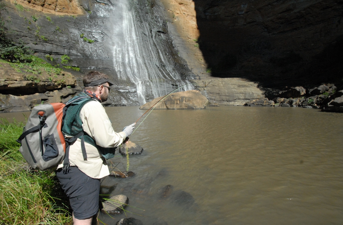 Fishning in the waterfall